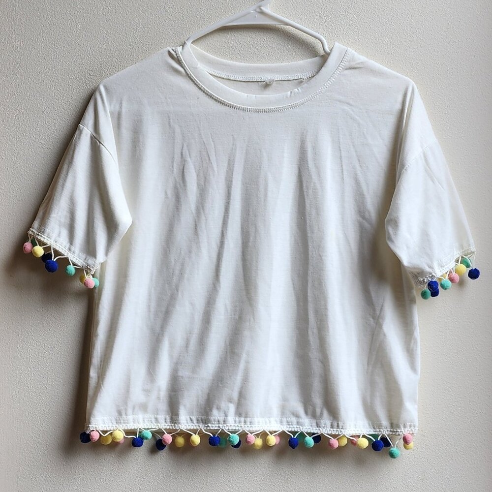 BANGKOK Multi-Color Pom Pom T-Shirt Size Medium